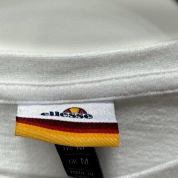 Ellesse White T-Shirt Men's Crew Neck Graphic Tee, Regular Fit Heritage Logo, M - Picture 3 of 7